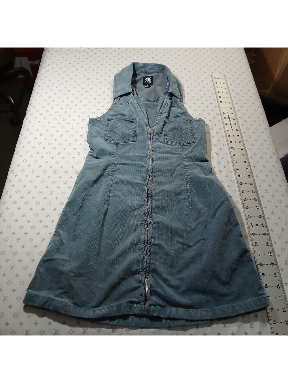 BDG Sleeveless Zip Front Blue Corduroy Dress Size S Small Vintage Y2k Streetwear